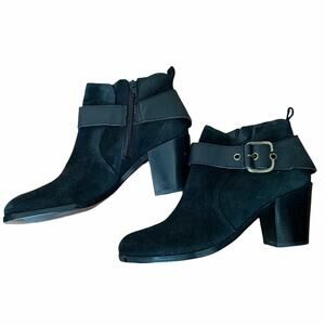 Nine West Gwen Ankle Bootie Black Suede